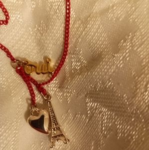 Stella & Dot red French necklace with pouch.